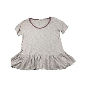 Lucky‎ Brand Women Gray Short Sleeve Top S striped